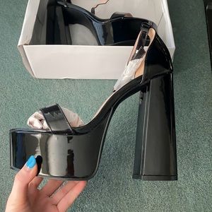 brand new black strap pumps